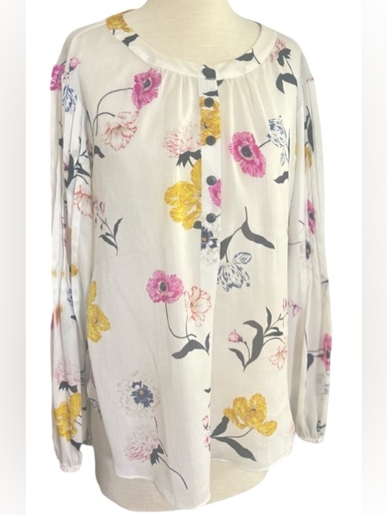 Ann Taylor Tops - Ann Taylor Floral Button-Up Blouse Women’s Large Long Sleeve Spring Top